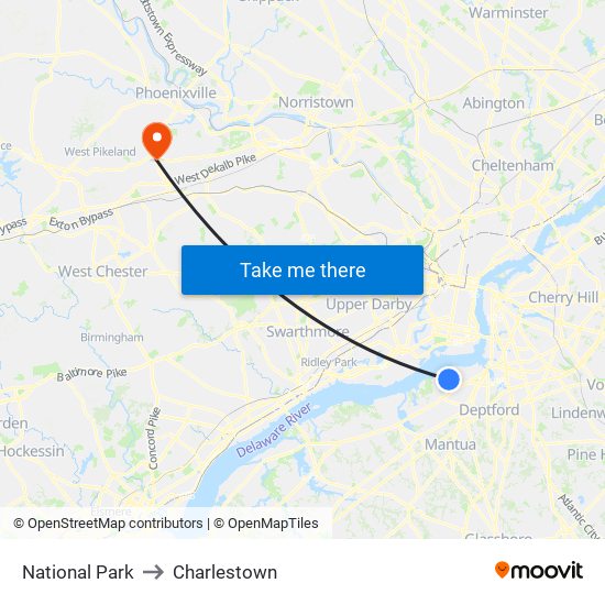 National Park to Charlestown map