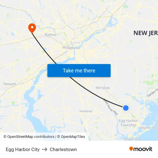 Egg Harbor City to Charlestown map