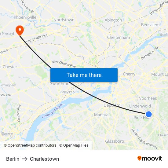 Berlin to Charlestown map
