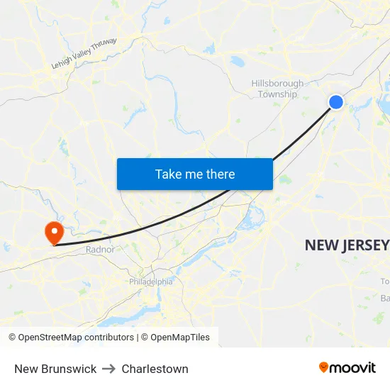 New Brunswick to Charlestown map
