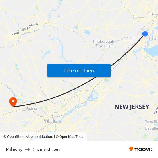Rahway to Charlestown map