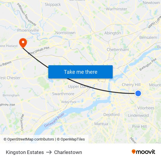 Kingston Estates to Charlestown map