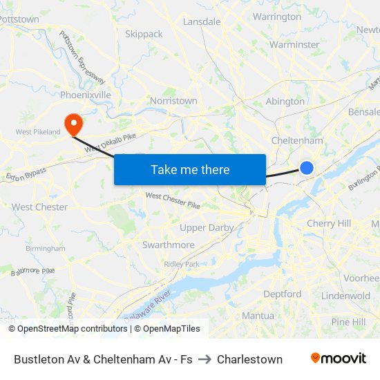 Bustleton Av & Cheltenham Av - Fs to Charlestown map