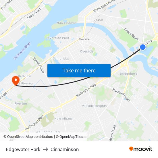 Edgewater Park to Cinnaminson map