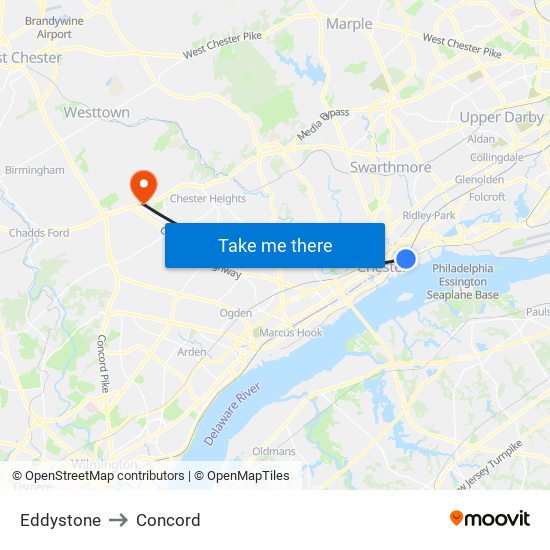 Eddystone to Concord map