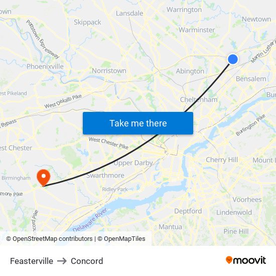 Feasterville to Concord map