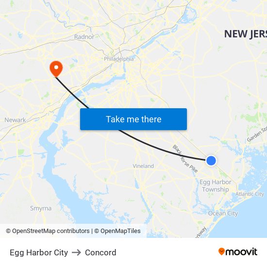 Egg Harbor City to Concord map
