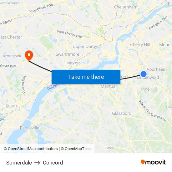 Somerdale to Concord map