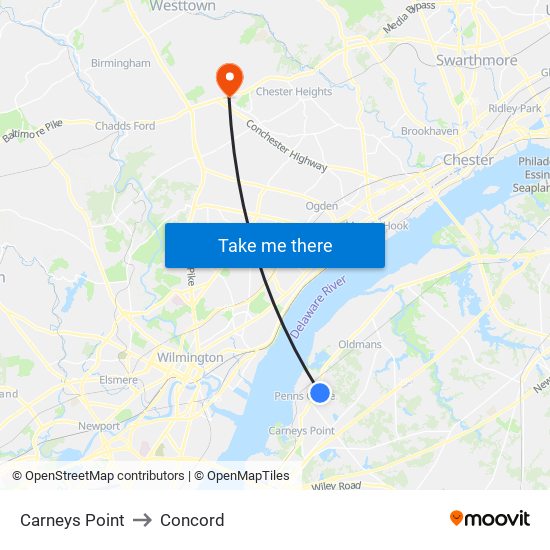 Carneys Point to Concord map