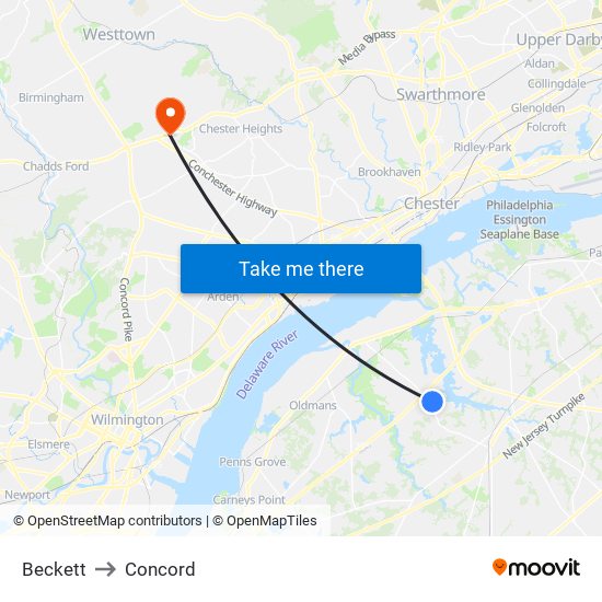 Beckett to Concord map