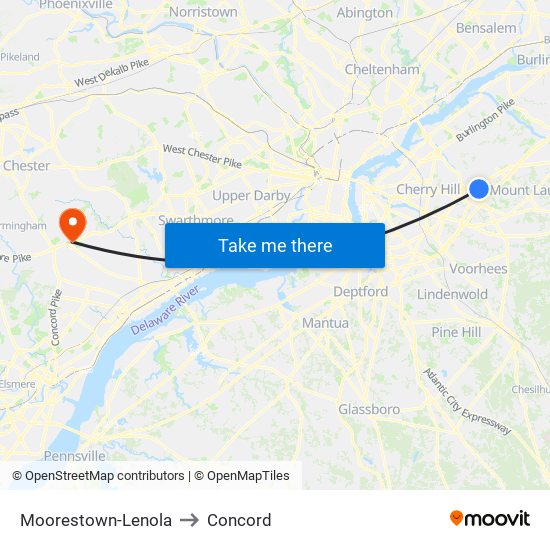 Moorestown-Lenola to Concord map