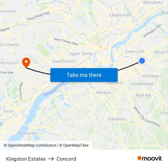 Kingston Estates to Concord map