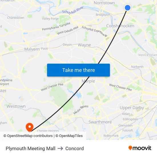 Plymouth Meeting Mall to Concord map