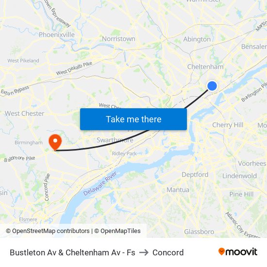 Bustleton Av & Cheltenham Av - Fs to Concord map