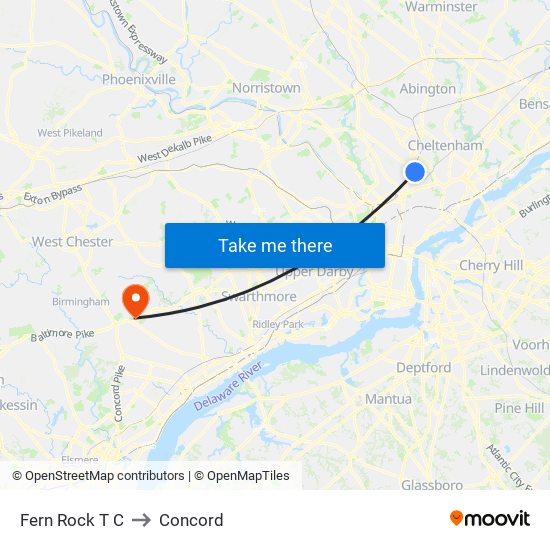 Fern Rock T C to Concord map