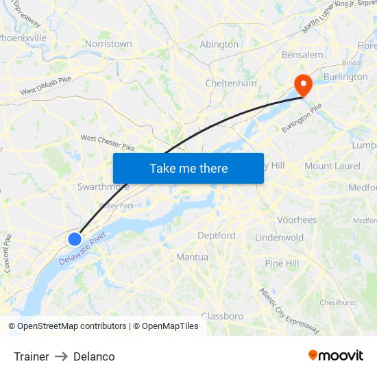 Trainer to Delanco map