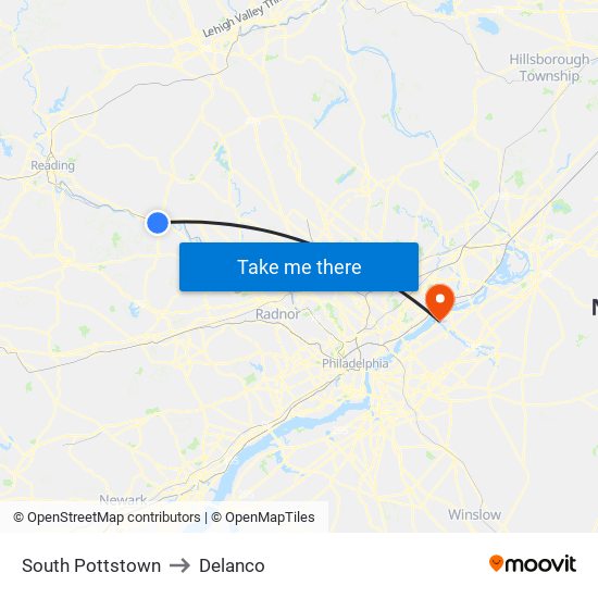 South Pottstown to Delanco map