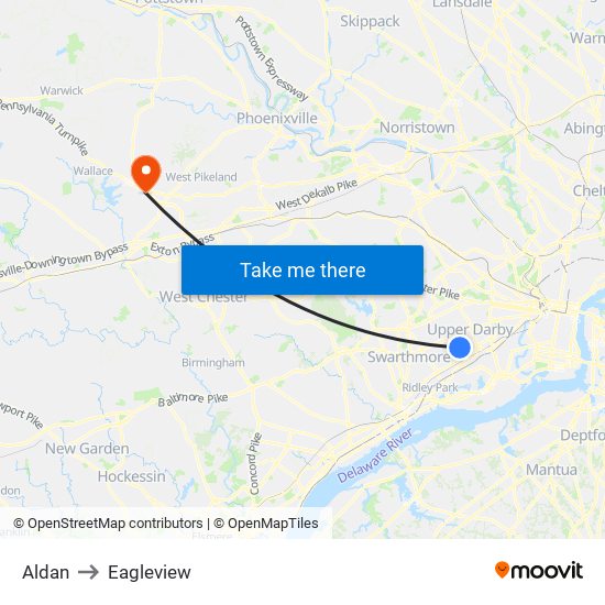 Aldan to Eagleview map