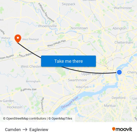 Camden to Eagleview map