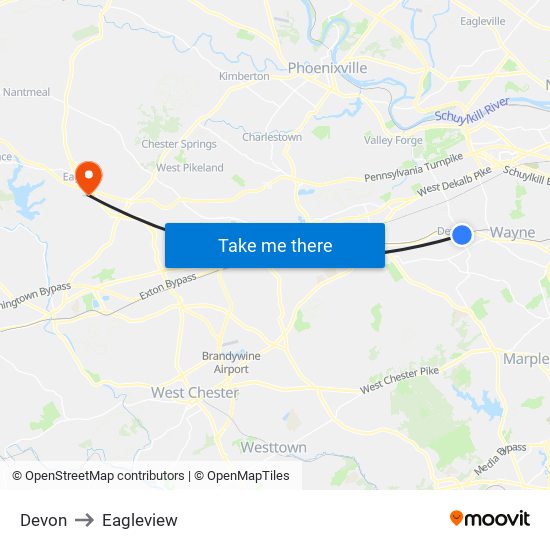 Devon to Eagleview map