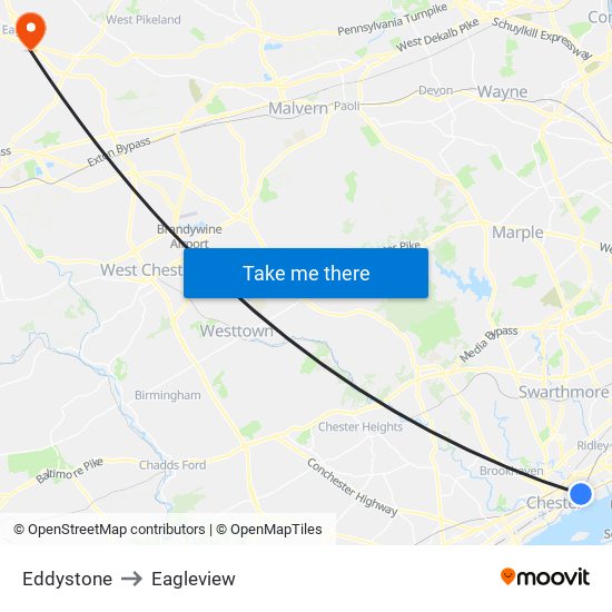 Eddystone to Eagleview map