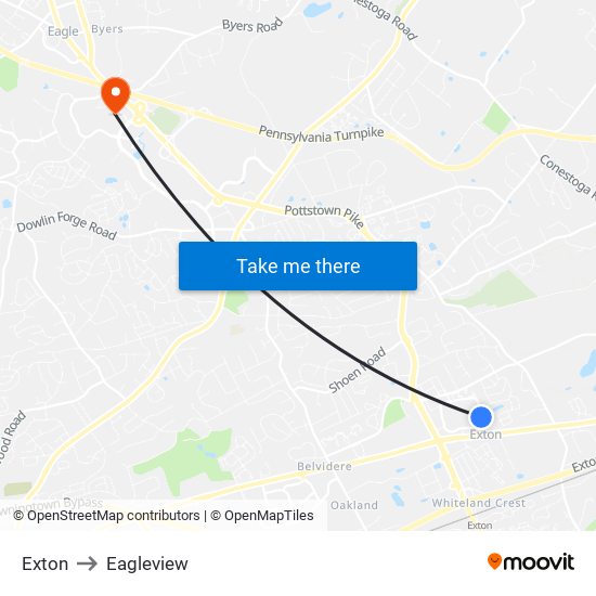 Exton to Eagleview map