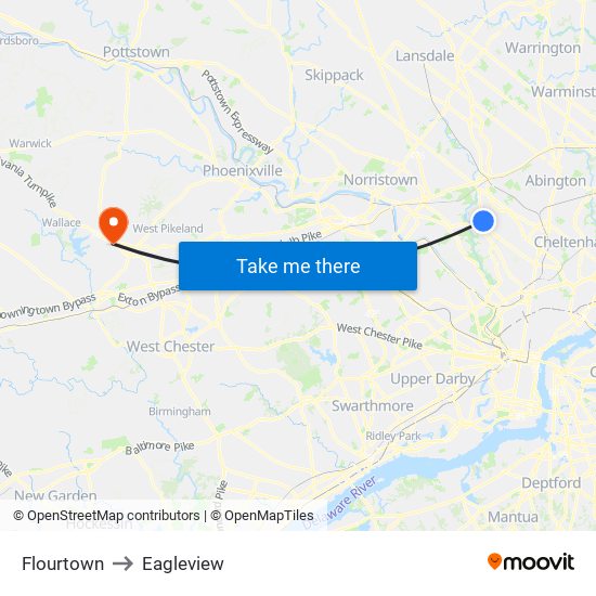 Flourtown to Eagleview map