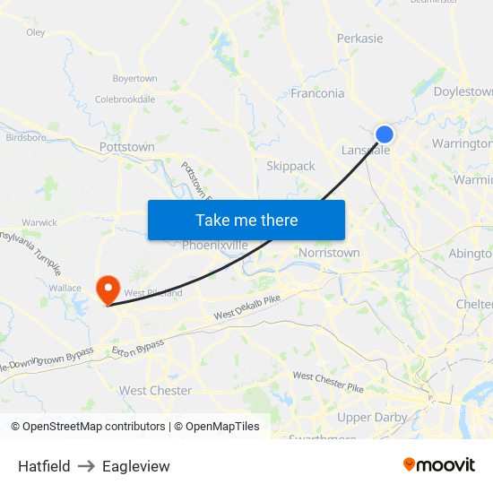 Hatfield to Eagleview map