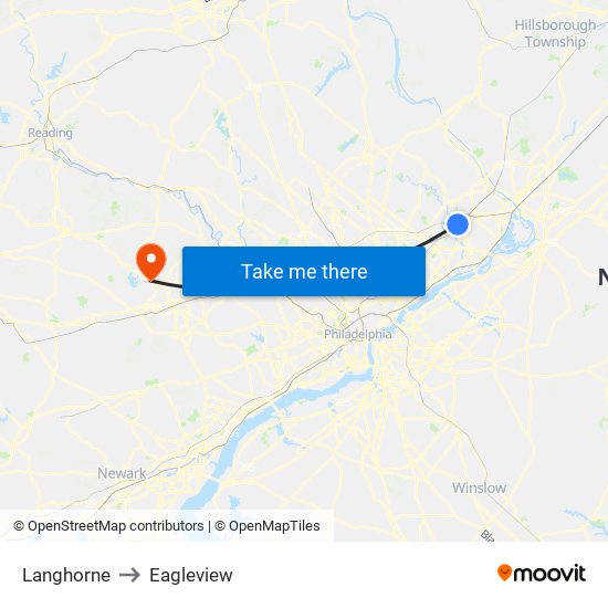 Langhorne to Eagleview map