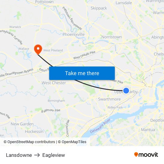 Lansdowne to Eagleview map