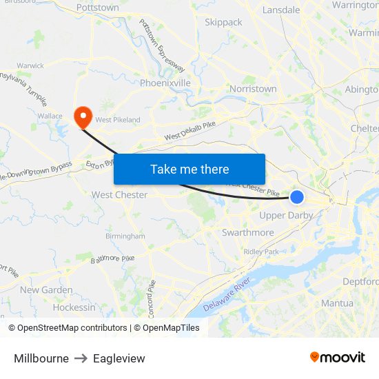 Millbourne to Eagleview map
