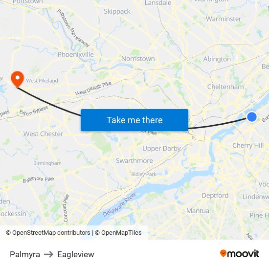 Palmyra to Eagleview map