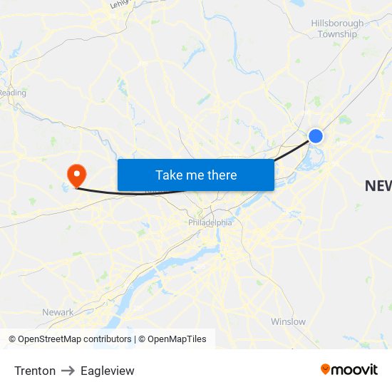 Trenton to Eagleview map