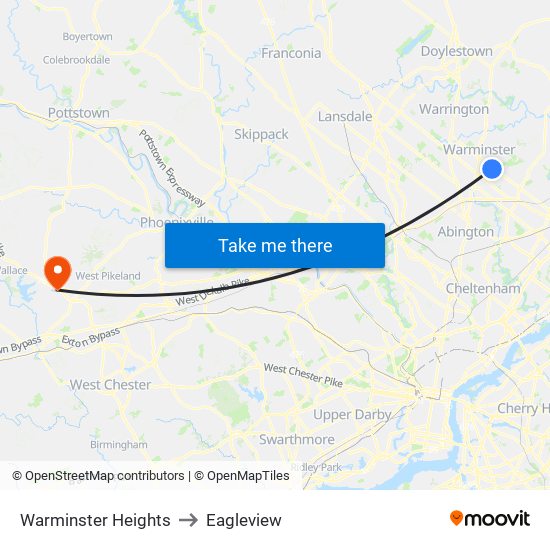 Warminster Heights to Eagleview map