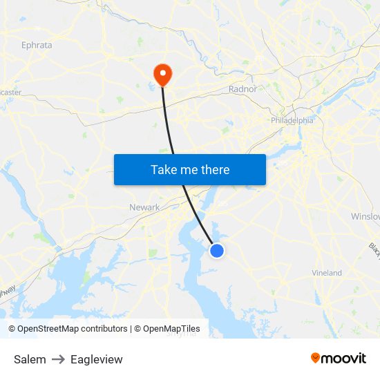 Salem to Eagleview map
