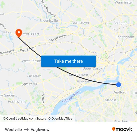 Westville to Eagleview map