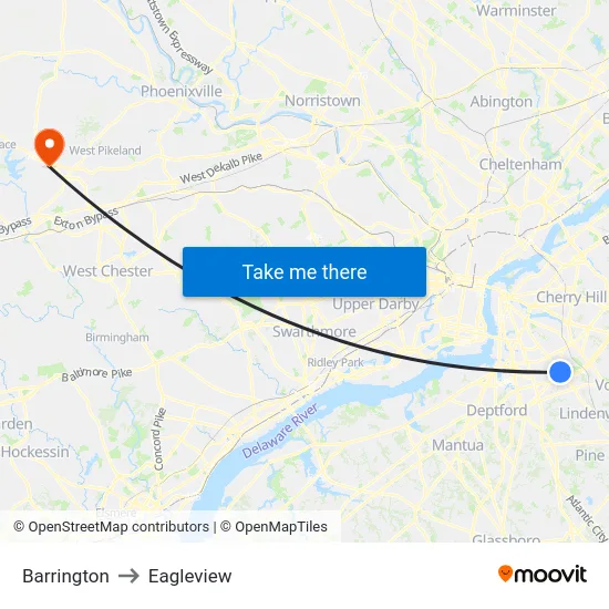 Barrington to Eagleview map