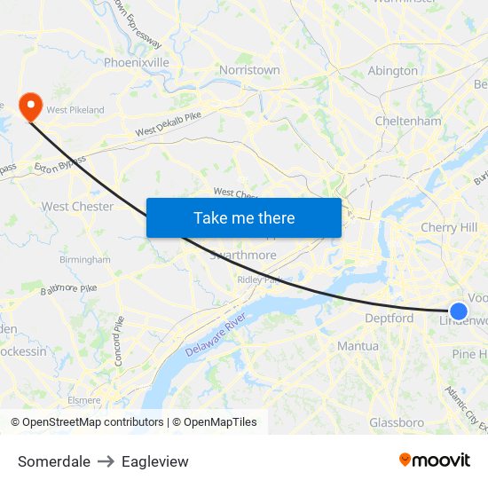 Somerdale to Eagleview map