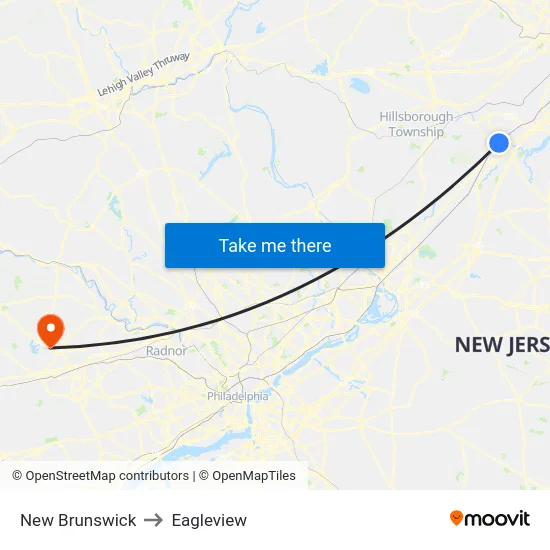 New Brunswick to Eagleview map