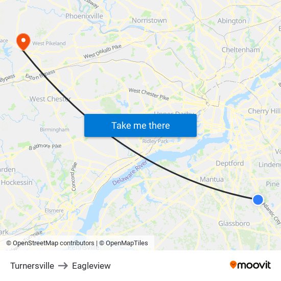 Turnersville to Eagleview map