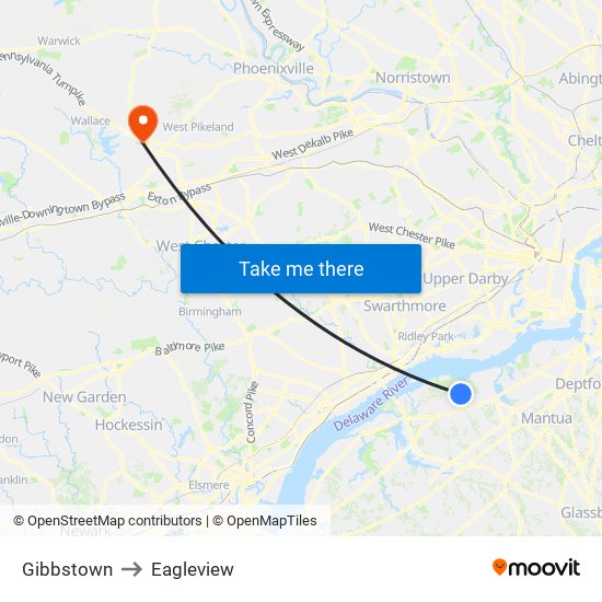 Gibbstown to Eagleview map
