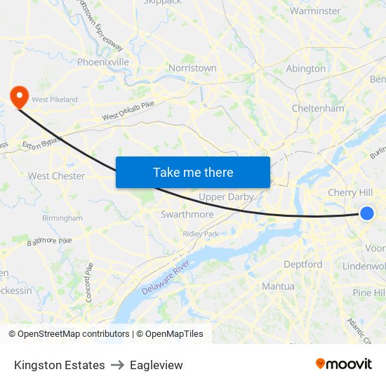 Kingston Estates to Eagleview map
