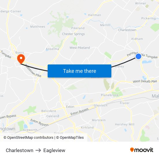 Charlestown to Eagleview map