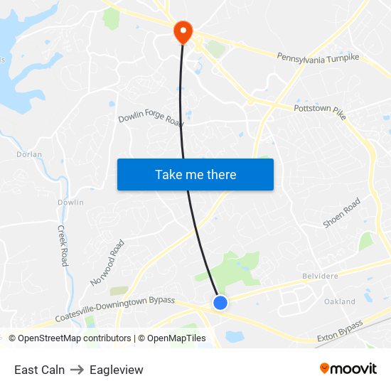 East Caln to Eagleview map
