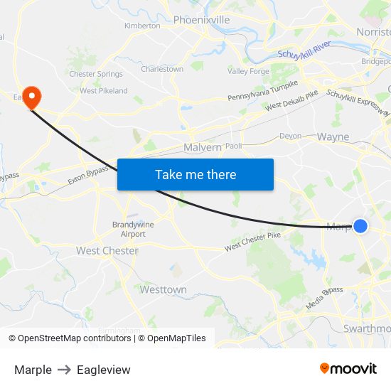 Marple to Eagleview map