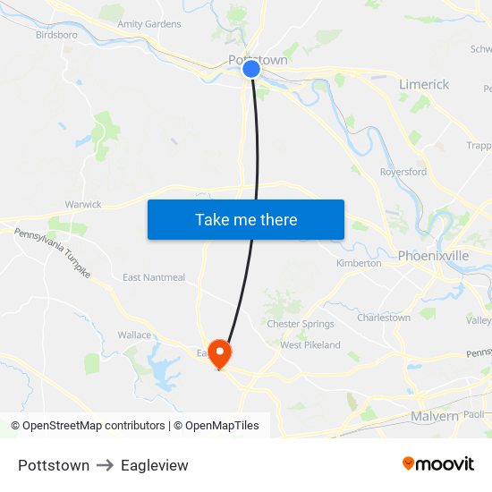 Pottstown to Eagleview map