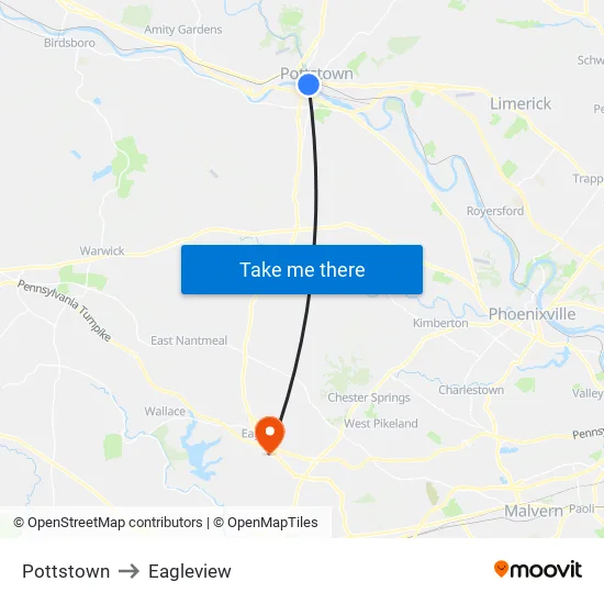 Pottstown to Eagleview map