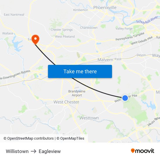 Willistown to Eagleview map