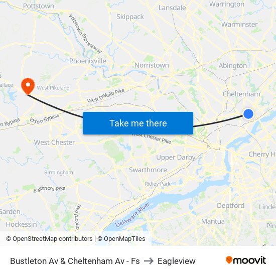 Bustleton Av & Cheltenham Av - Fs to Eagleview map