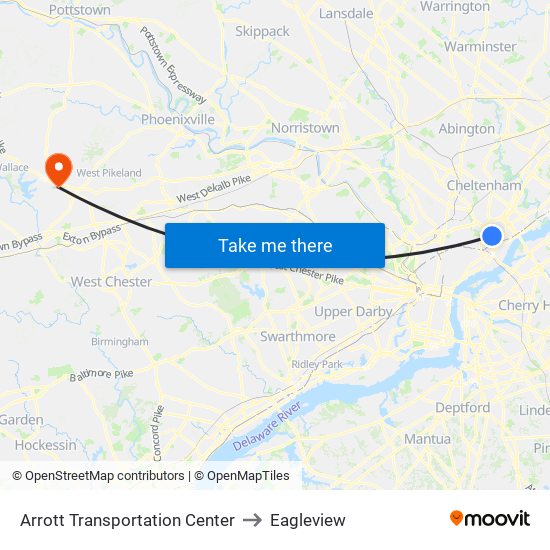 Arrott Transportation Center to Eagleview map